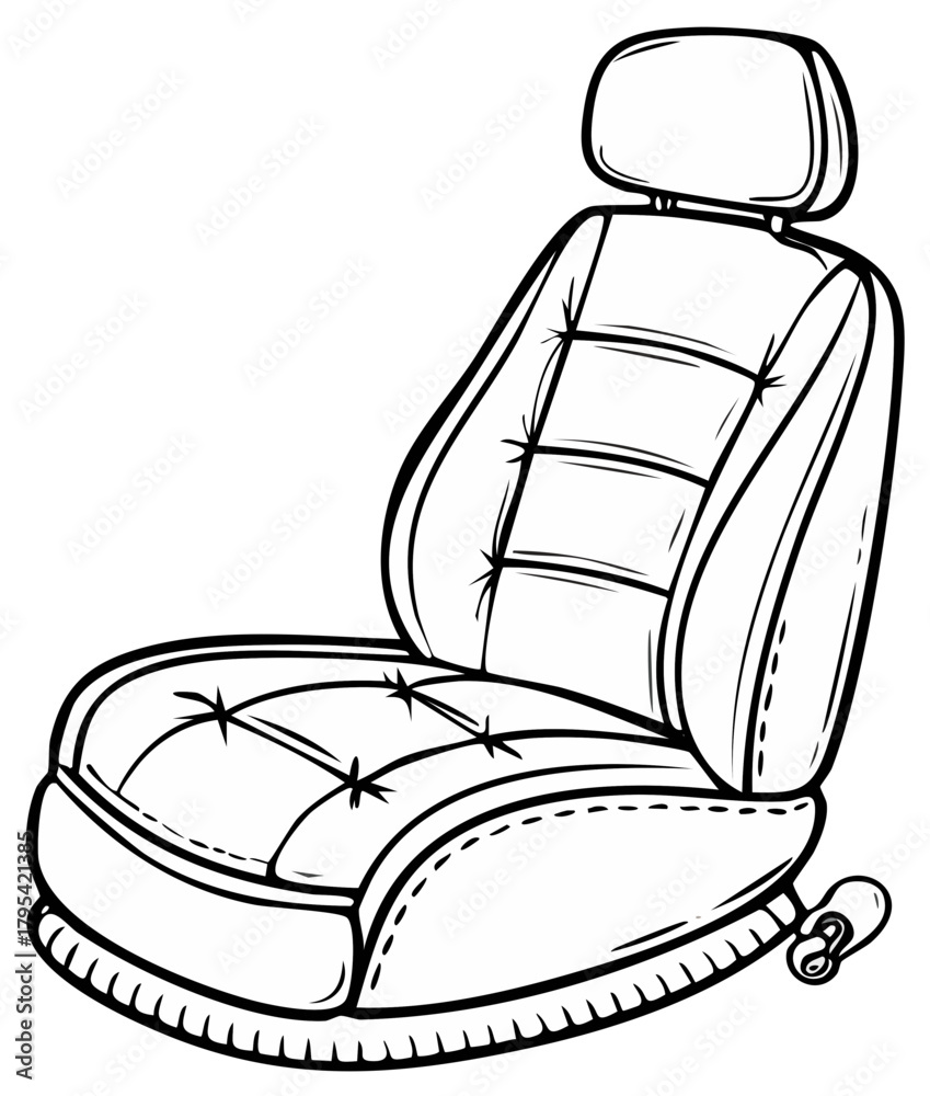 Obraz premium Automobile seat sketch with intricate seamwork highlighting car interior comfort and style