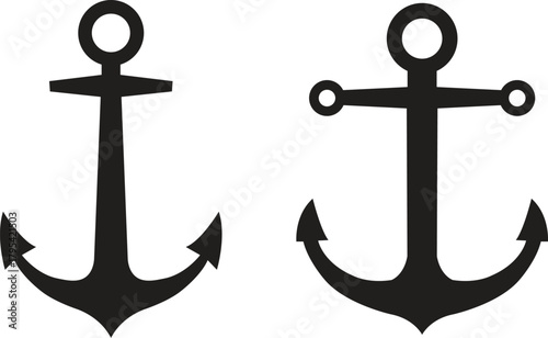Anchor Vector Icons Set - Nautical, Maritime Symbol of Stability and Security