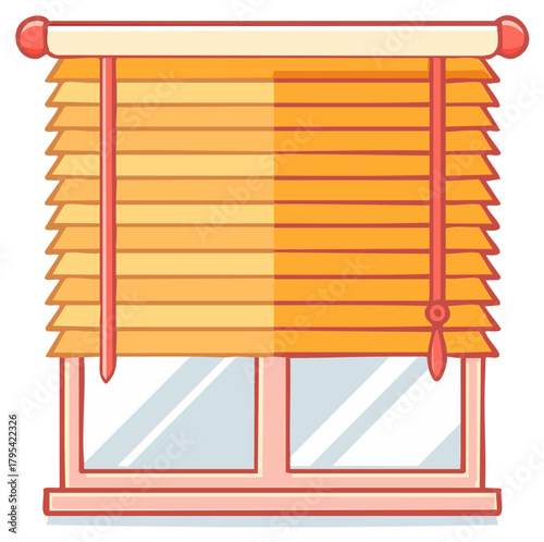 Orange Venetian Blind on Window Interior Design Illustration