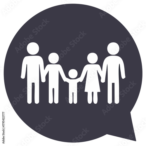 Family Icon Pictogram in Speech Bubble Symbolizing Communication and Connection