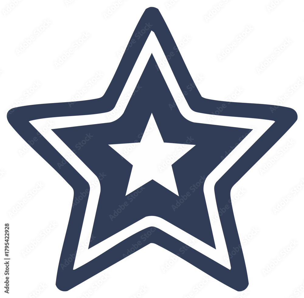 Obraz premium Geometric Dark Blue Star Icon with White Borders and Smaller Inner White Star Shape for Achievement