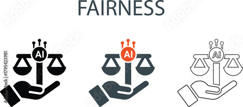 AI Fairness and Ethical Balance in Technology icons