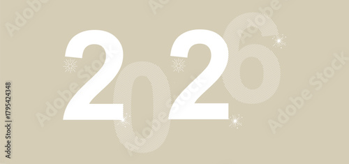 The year 2026, the white numbers on an olive color background. The new year is coming. featuring three different designs on a modern background.