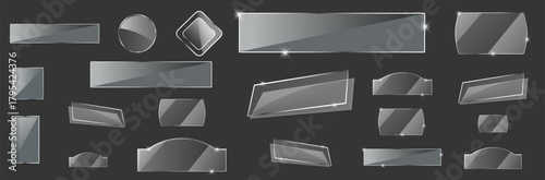 Glass tags shiny modern twinkling vector file. This vector file is perfect for UI design, labels, product badges, banners, and digital graphics.