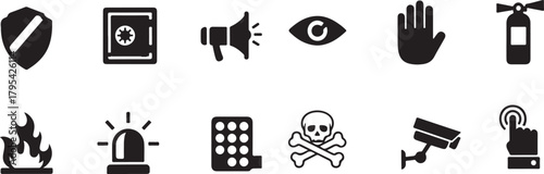 Collection of security and safety icons