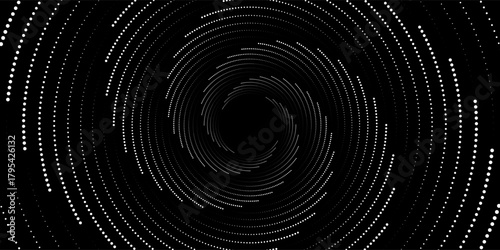 Swirling radial background. Black and white Halftone dotted background Pop art overlay texture. Hand drawn NOT AI