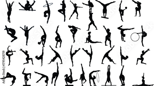vector silhouettes of dancing girls