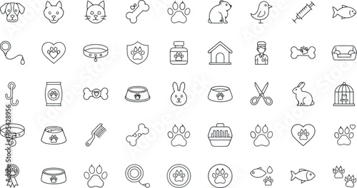 Set of handdrawn pet and animal care icons