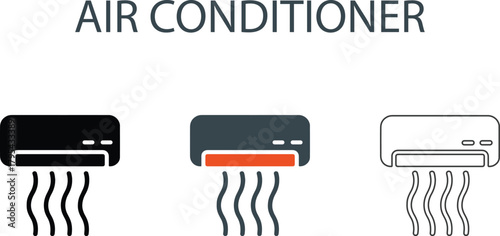 Air Conditioner Icons Set for Cooling and Climate Control