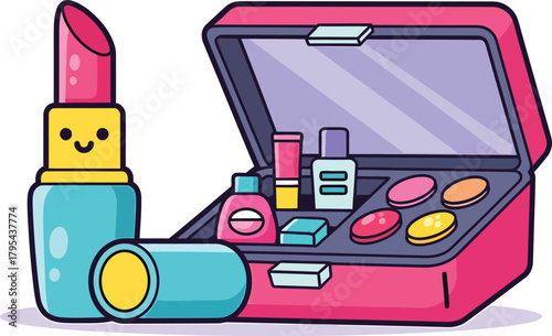 Adorable Cartoon Makeup Set with Lipstick and Cosmetics Case makeup case beauty