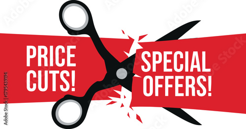 Retail Price Cuts Special Offers Discount Promotion Banner with vector illustration