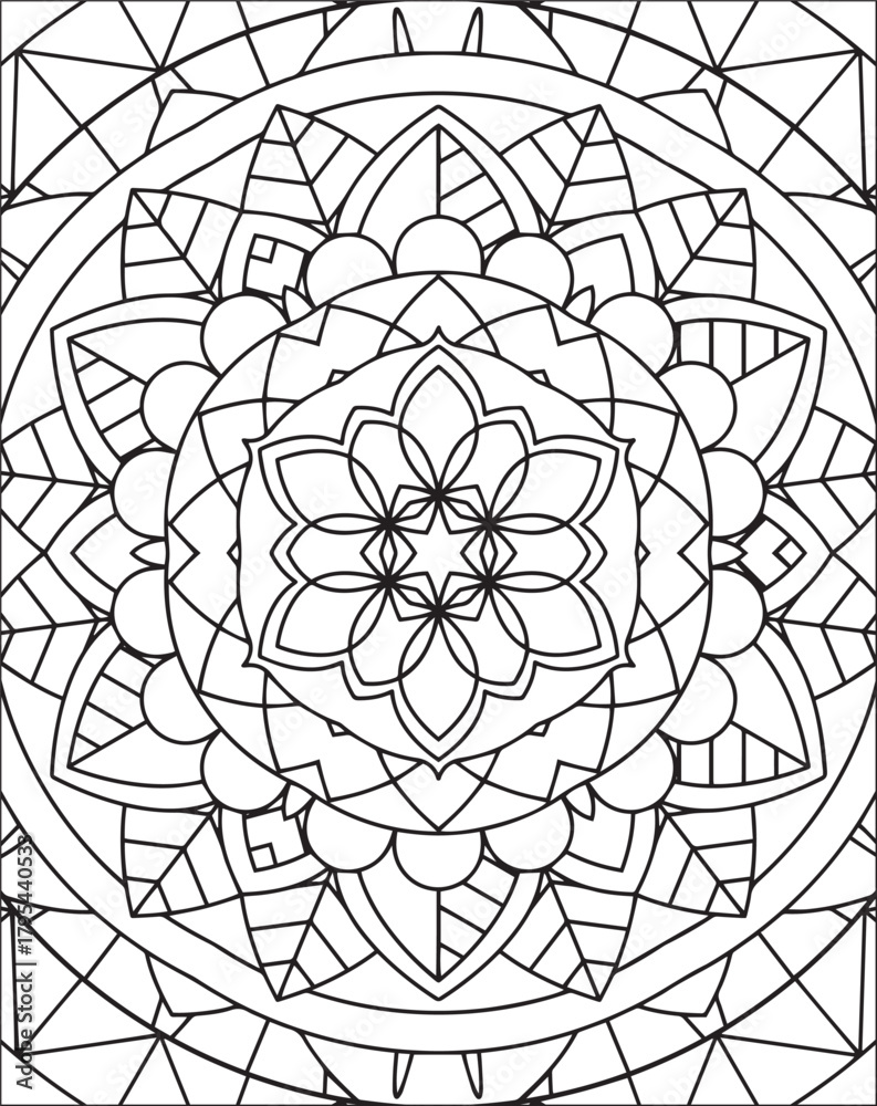 Obraz premium Mandala Line Art Coloring Page for Adults. Mandala Coloring Page.