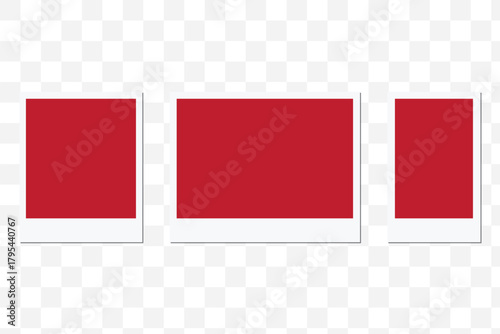 Polaroid photo frame realistic empty mockup different aspect ratios square, wide and mini