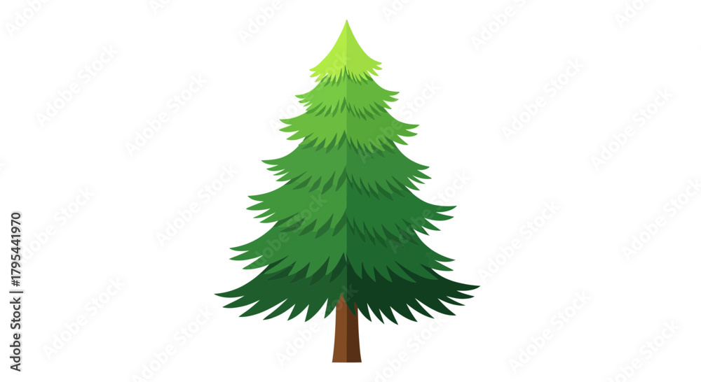Fototapeta premium Stylized Pine Tree Illustration with Layered Branches and Flat Design