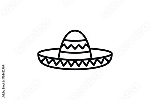 Simple line art drawing of a traditional sombrero hat