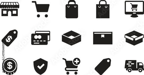 E commerce Icon Set for Online Shopping and Retail Business