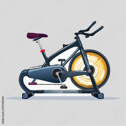Exercise bike with yellow wheel