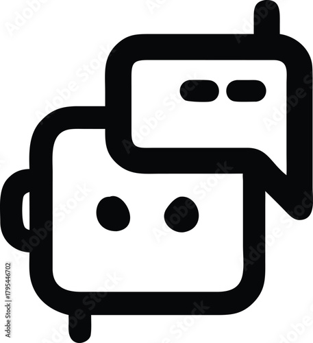 An icon of a chatbot that conducts a conversation via auditory or textual methods. 