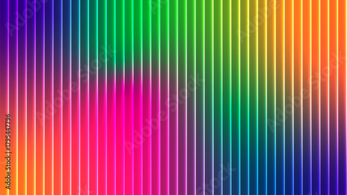 Vibrant vertical rainbow stripes with subtle light effects and a colorful abstract background