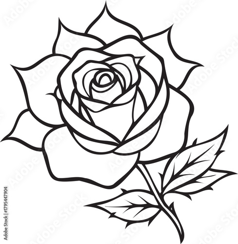 Single rose with thorns and healthy leaves — gardening concept photo