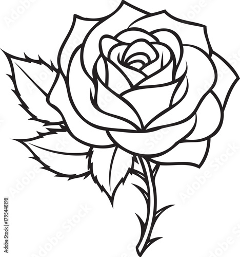 Single rose with thorns and crisp leaves, high-contrast studio photo