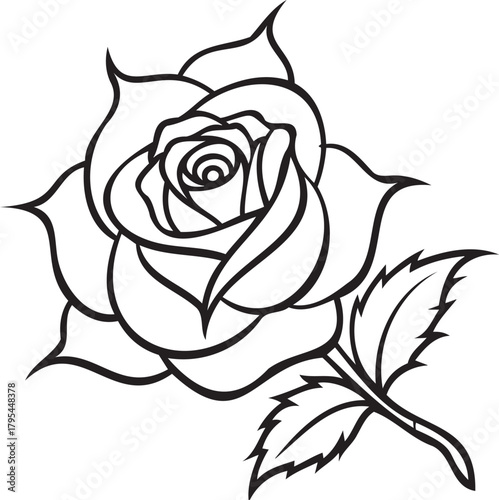 Single rose with thorns and curled leaves, expressive botanical shot