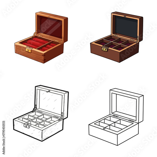 Collection of meticulously crafted jewelry boxes, showcasing elegant designs and functional compartments for precious adornments