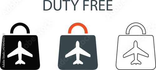 Duty Free Shopping Bags with Airplane Icon 