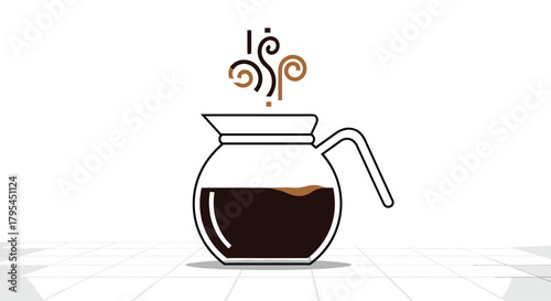A refreshing glass pot of hot steaming coffee brewed and ready for your morning delight.