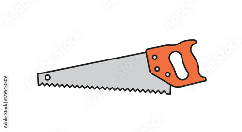 A versatile hand saw with a comfortable orange handle and a sharp toothed blade designed for cutting various materials with precision and ease.
