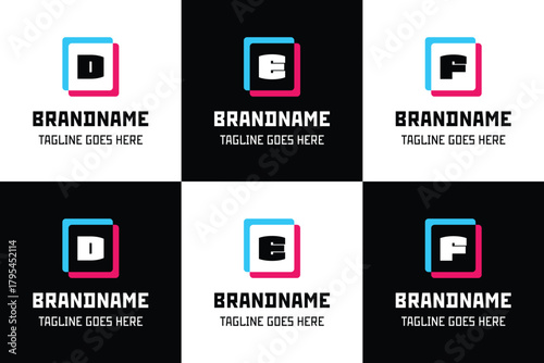 Letter D E F Glytch Logo Set, symbolizing distortion, digital energy, and modern tech style