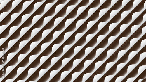 Seamless diagonal pattern of white and brown curved zigzag lines with a 3D bevel effect.