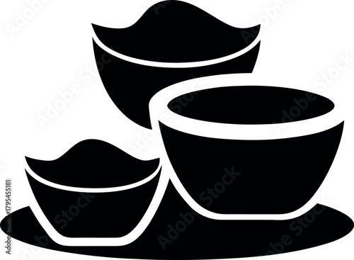 Silhouette Chip and Dip Bowl Set on Serving Tray Illustration