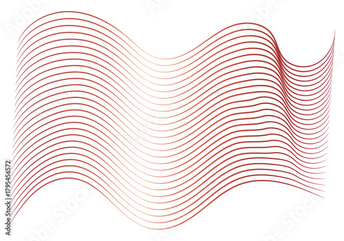 Fondo abstracto de líneas onduladas de color rojo degradado en movimiento