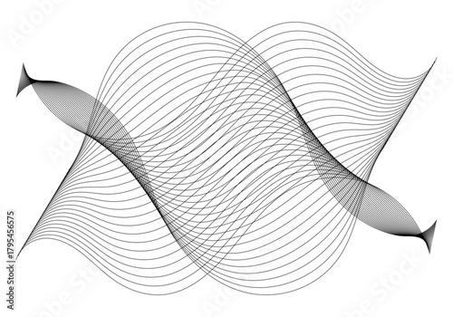 Fondo abstracto monocromático con ondas y líneas entrelazadas