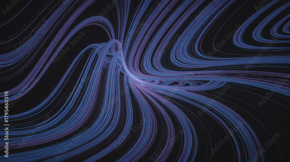 Fototapeta premium Flowing luminous lines abstract blue curves