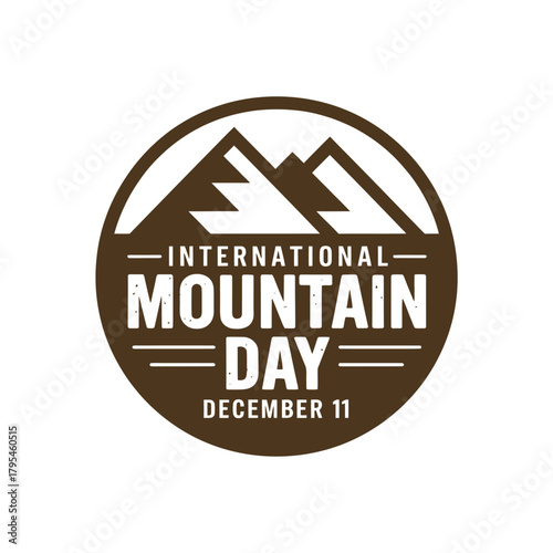 International mountain day logo with mountains and text on a