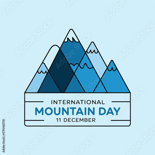 International mountain day celebrated on december 11th with a stylized graphic featuring blue mountains and text