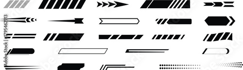 Dynamic Vector Graphics Collection Variety of Speed ​​Lines, Streaks & Arrows for Fast-Paced Designs & Graphic Enhancements