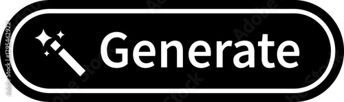 AI generate button icon, magic wand and sparkle symbol, artificial intelligence interface elements group, modern flat and line vector design pack for app, web and ui ux graphics