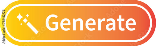 AI generate button icon, magic wand and sparkle symbol, artificial intelligence interface elements group, modern flat and line vector design pack for app, web and ui ux graphics