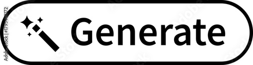 AI generate button icon, magic wand and sparkle symbol, artificial intelligence interface elements group, modern flat and line vector design pack for app, web and ui ux graphics