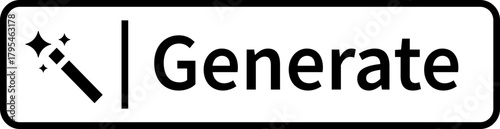 AI generate button icon, magic wand and sparkle symbol, artificial intelligence interface elements group, modern flat and line vector design pack for app, web and ui ux graphics