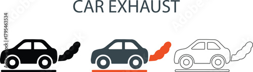 Car Exhaust Fumes Emission Icons