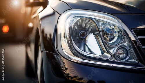 close up of car headlight