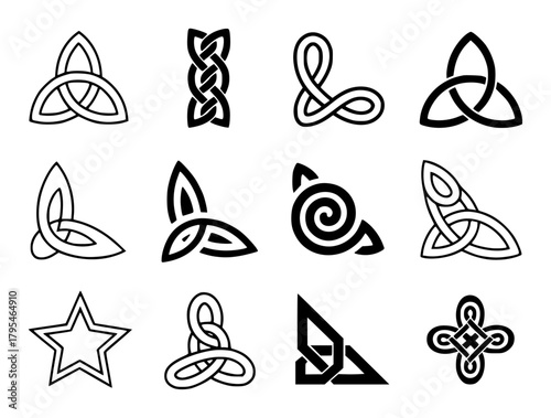 Collection of Celtic Knots and Decorative Symbols