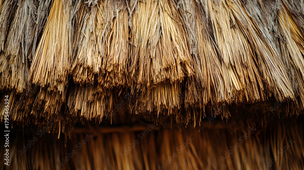 Fototapeta premium Thatched roof natural texture close up view