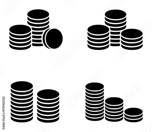 Stacked Coins Icons Finance, Wealth, and Investment Symbols