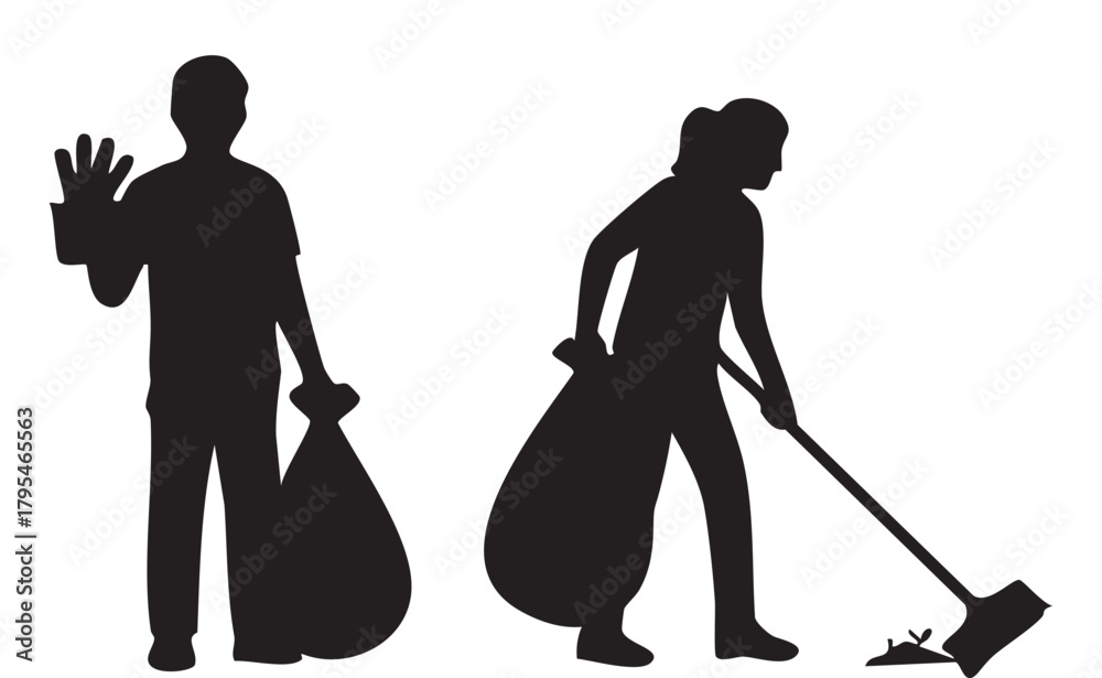 Fototapeta premium International Volunteer Day Silhouette Vector Bundle