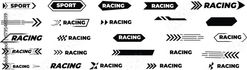 Dynamic Racing Sport Logos and Vector Graphics Set for Automotive and Motorsport Branding